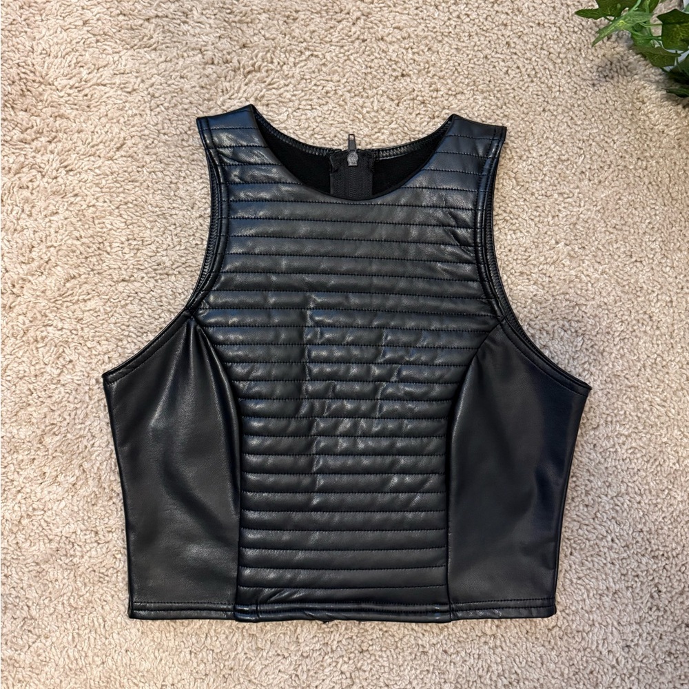 BLACKMILK MOTO CROP TOP BLACK SIZE SMALL NWOT